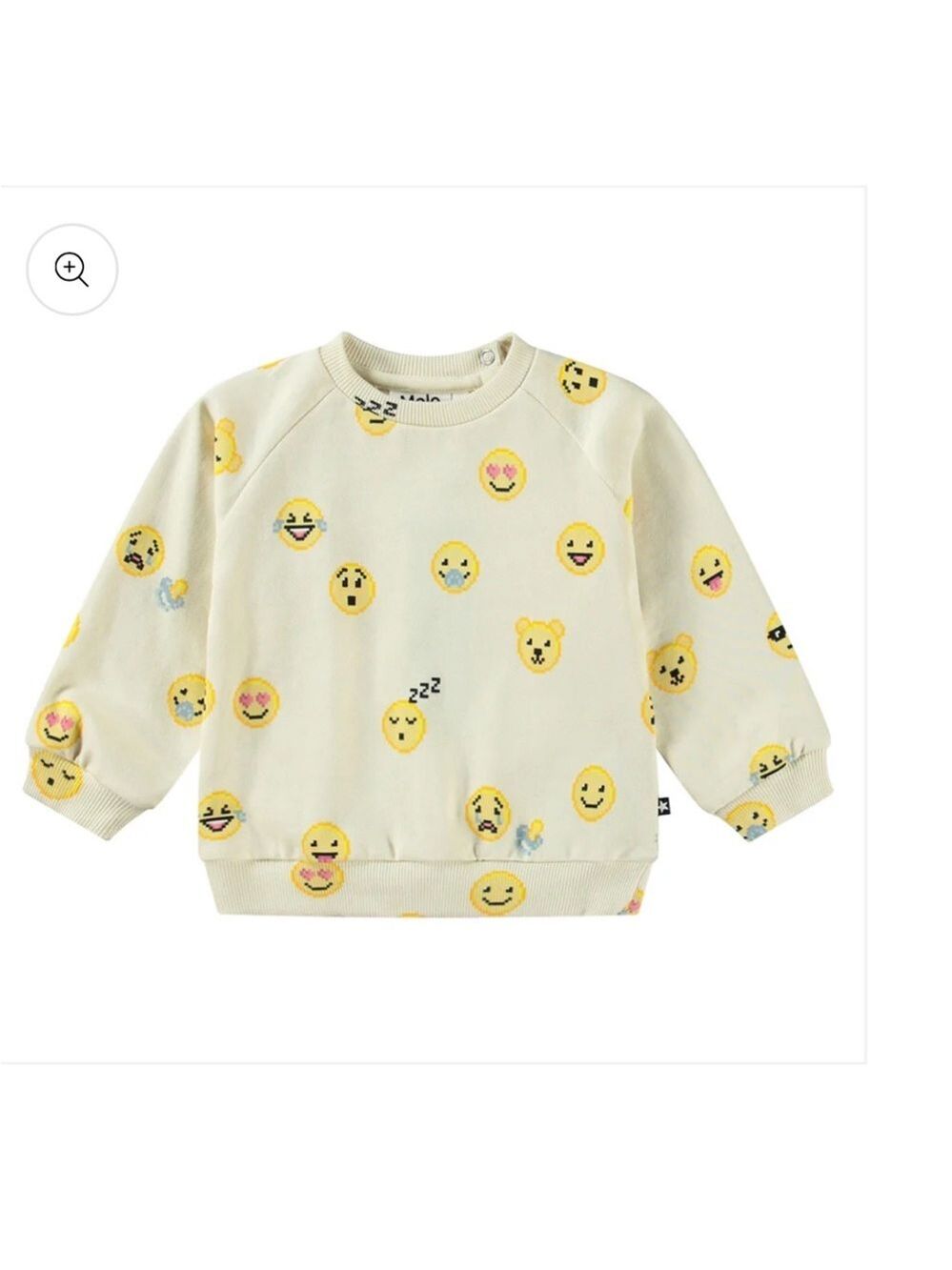 Molo Kids Sweatshirt Cream Yellow Emoji Disc - Picture 2 of 7